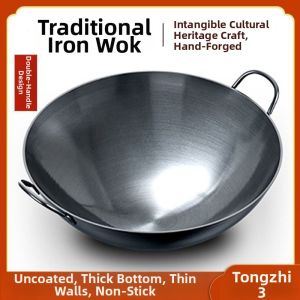 Round Bottom Heavy-duty Cast Iron Wok