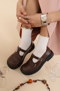 Comfortable round Toe Mary Jane Shoes Womens Summer Anti-Aging T-Strap Single Shoes Wide Fat Feet Casual Fashion Footwear