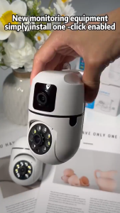 Kamera CCTV Lensa Ganda V380 PRO Hubungkan Ponsel 360° set nirkabel ruangan kamera cctv luar ruangan dengan penglihatan malam Audio Dua Arah Kamera cctv Tahan Air