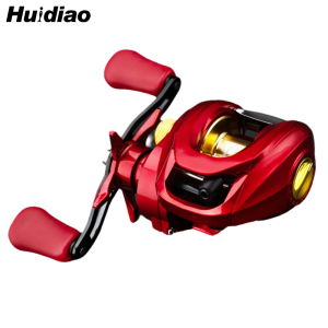 Huidiao Red Baitcasting Reel with 15-Level N48 Magnetic Brake System 7.2:1 High Speed Ratio Tangle-Free Casting for Lure Fishing