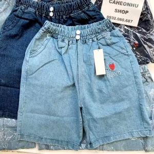 Quần Short jean ngố nữ lưng thun- quần ngố chất jean mềm xinh xắn lưng thun dễ mặc kèm ảnh thật -QNJ01