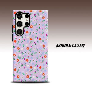 BILIBILI | lilac ditsy orange floral For Samsung Galaxy S26 S25 S24 A56 A36 Dual Layer Luxury Fashion Full Lens Protective Case