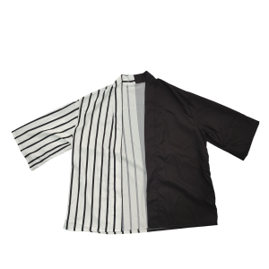 Summer Men Striped Japanese Kimono Cardigan Loose 7 Sleeve Open Front Haori Jacket Casual Daily Outwear For Streetwear Loungewea