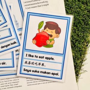 Daily Speaking Learning Card | Flash Cards | Trilingual (BM+EN+CN) | Preschool Flash Card | Early Learning