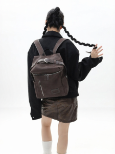 JANDRESS | Lightweight Two-tone Brown Backpack For Commuting And Large Capacity