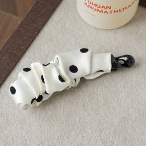 คลิปหนีบผมลายจุดคลาสสิก Satin Banana Clip ทรงม้าสูง ทรงตั้ง สไตล์หรูหรา สำหรับผู้หญิง ทรงใหม่ เครื่องประดับผมแบบทันสมัย