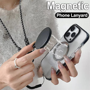 สายคล้องโทรศัพท์มือถือคาดลำตัวแม่เหล็กแข็งแรงทนทานสายคล้องเชือกห้อยโทรศัพท์แม่เหล็กปรับได้อเนกประสงค์สำหรับ Magsafe