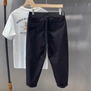 Cotton Casual Pants Mens Nine-Piece Pants Trendy Simple Solid Color Business Casual Versatile Outerwear Casual Pants