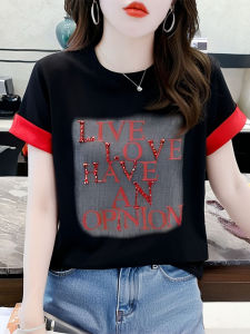 Áo Thun Cotton Dáng Rộng Tay Ngắn Mùa Hè Cho Nữ Phong Cách Mới 2025 Thiết Kế Chữ Cái Nhỏ Đa Năng Giảm Tuổi Tác