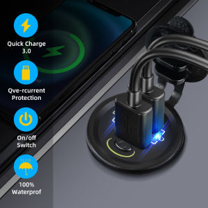 QC3.0 45W Car Usb Charger Auto 12-24V Socket Adapter Port Super Quick Charge With Switch ON/OFF Motorcycle Camper Boat Accessories