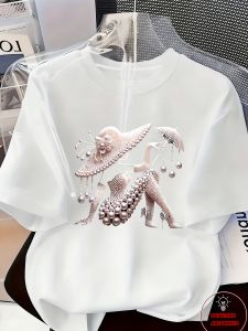 Elegant and Light Luxury Style Outfit Womens Printed T-shirt Light Luxury Gorgeous Daily Spring/summer Casual Short Sleeve Top