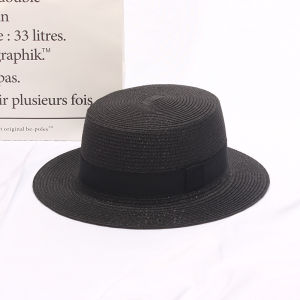 Spring Summer Fashionable Flat Top Hat Womens Mens Small Brim Sun Hat Grass Hat Versatile Stylish Fresh Sun Protection Hat
