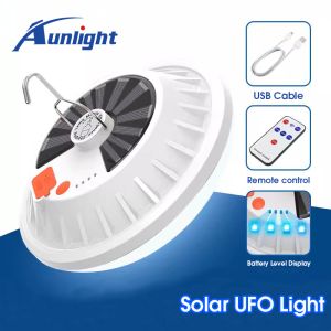 Aunlight 400W 120LED Lampu Pasar Malam Portable Solar Camping Lights USB Rechargeable LED Light Bulb Waterproof Night Market Light Outdoor Emergency Light