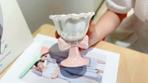 Bowknot Ceramic Dessert Cup 180ml Premium Ice Cream Bowl Photogenic Coffee Mug Girls Gift Set