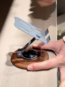 Chân đế kim loại có thể gập lại xoay 360°Đế vân gỗ Thiết kế trang nhã Thích hợp cho máy tính bảng và điện thoại di động