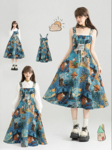KEIKO | Oil Painting Style Color Woven Jacquard Waist Cinching Slimming Dress