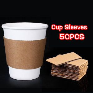 50pcs Kraft Coffee Cup Sleeves 16oz Adjustable Coffee Sleeves