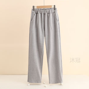 กางเกงนอนผู้ชายสำหรับฤดูใบไม้ร่วงและฤดูหนาวกางเกงขากว้างบุขนกำมะหยี่หนาพิเศษกันหนาวกางเกงสเวตเตอร์ผ้าสำลีกางเกงขายาวเอวสูงไซส์ใหญ่ใส่ด้านนอกได้กางเกงใส่ในบ้าน