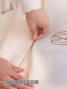 Embroidery Washing Laundry Bag Beige Net Large Capacity Clothes Storage Pouch