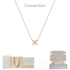 Original Designer Chomel Kevin Enamel Necklace Womens Letter H Clavicle Chain High-End Sensation Fashion Jewelry Accessory