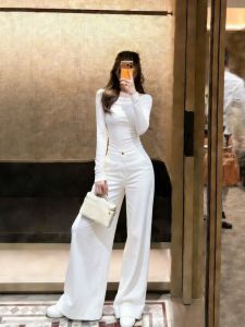 VKSOD | White Thin Long Sleeve Casual Trousers