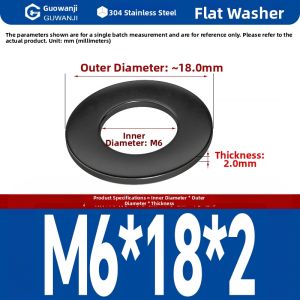 GUWANJI | Black 304 Stainless Steel Flat Washer Ultra Thin Thick Circular