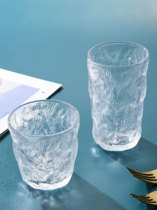 High Aesthetic Value Glass Cup for Home Use Milk Coffee Beer Drinking Glasses Tree Pattern Iceberg Design Japanese Style Cups