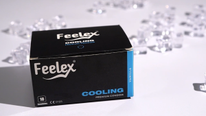 Bao cao su nam Feelex xanh Cooling mỏng nhiều gel bôi trơn cảm giác mát lạnh - Hộp 10 bcs