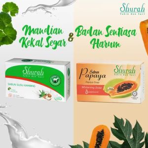 SHURAH Sabun Soap Whitening 90g ( Susu Kambing ) ( Papaya )