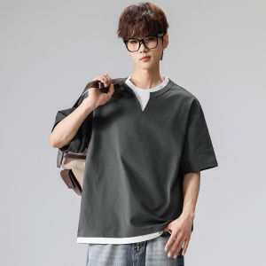 Wood soon | American Style Faux Two-piece Loose Tshirt