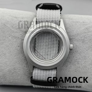 Vỏ Đồng Hồ Thép Mạ Vàng 39mm GRAMOCK Xử Lý Phun Cát Dành Cho Máy NH34 NH35 NH38 ETA2824 PT5000 Đồng Hồ Lặn Nam Kèm Dây Đeo Nylon Và Kính K1 Cong.