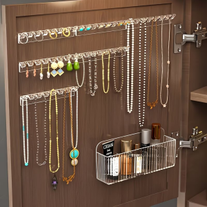 3 Pcs Wall-Mounted Transparent Acrylic Jewelry Storage Hooks Suitable for Necklaces Earrings Rings and Bracelets