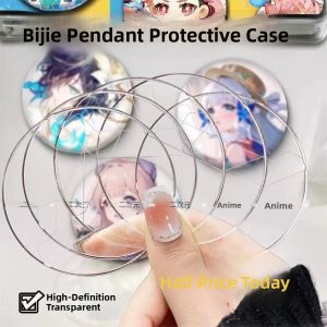 Transparent round 58mm Biji Protection Case Pendant Storage Cartoon Anime Surrounding Grain Drop-resistant Circle Emblem