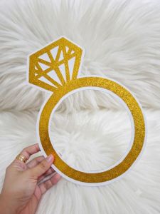 Married Gold and Silver Sparkling Party Supplies for Weddings and Events Backdrop - Wedding Rings - Glittery Gold and Silver - Diamond Design - Event Decoration - Wedding Scene