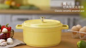 Enamel Ceramic Pot 20/24/28cm Non Stick Soup Pot Enamel Csat Iron Pot Slow Cooker Suitable for All Stoves