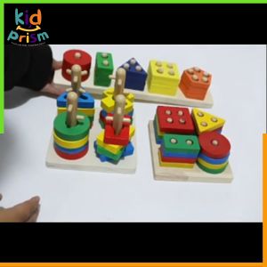 Đồ Chơi Thả Hình Khối Thả Trục Đa Sắc - Giúp Trẻ Nhận Diện Sáng Tạo Luyện Tập Khéo Léo Linh Hoạt - Đồ Chơi Gỗ An Toàn Cho Trẻ Từ 12 Tháng Tuổi