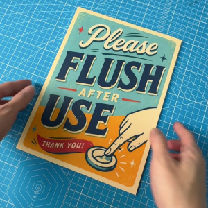 Please Flush After Use. Sticker Sign Signboard Board Signage Notice. Toilet Clean Press Button Hygiene Tandas Jirus Air