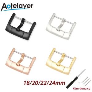 Dây Đeo Đồng Hồ Bằng Thép Không Gỉ Thay Thế Khóa Cài 16mm-24mm Dây Đeo Kim Loại Đánh Bóng Kèm Dụng Cụ Màu Bạc Đen Vàng Vàng Hồng