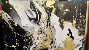 Himalaya Painting Black and White Abstract Design 70cmx100cm Frameless or Aluminum Frame sintraboard  decorative wall