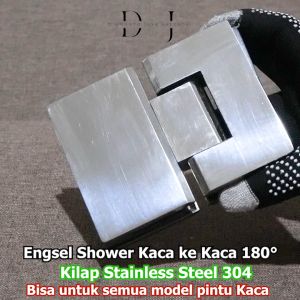 Engsel Shower Kilap Kaca ke Kaca Stainless Steel 304 (Glass to Glass)