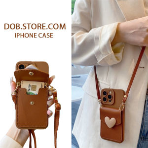 Milk Tea Color Heart Coin Purse for Huawei Pura70 Phone Case 90se Glory 100 Strap P60 Crossbody Mate50pro Lanyard Nova12/874 Enjoy X30 Female Soft Card Holder Minimalist