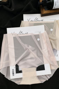 Ice Silk Seamless Ultra-Thin Micro Belly Contracting Mask Traceless Ventilation Mid-High Waist Soft Summer New Panties Women