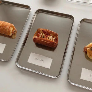 Stainless Steel Rectangular Dessert Bread Tray Large Capacity Barbecue Tray