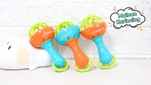 Gratis Ongkir - Bola Putar Rattle Teether Bahan Plastik Lembut Dengan Suara Kerincingan
