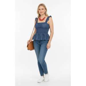 Destiny Top Small-2XL Premium quality cotton linen garterized strap waist chic elegant comfortable preppy minimalist korean basic boho summer Womenswear Casual Check Clothes Day Fit Loose Medium Smocked Style Lingerie Fabric Black Cute Short Suits
