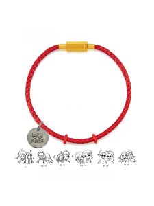 Wearable Red String Bracelet with Lucky Beads Chinese Zodiac Year Replacement Buckle Eight Corner Clasp Color Retention Engraving