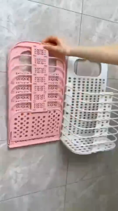 Foldable Wall‑Hanging Laundry Basket Large Capacity No Punch Bathroom Dirty Clothes Hamper