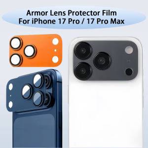 Armor Camera Lens Protector Film For iPhone 17 Pro / 17 Pro Max Metal Case Ring Back Lens Tempered Glass Lens Film Orange
