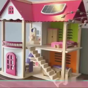 Black Pearl-Pink toy house educational wooden childrens house villa simulation game toy set gift