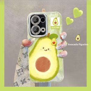 Creative Summer New Womens Style OppoReeno Phone Case Full Cover Oil Painting Avocado Figure Silicone Protective Shell for Reno13/12/11Pro